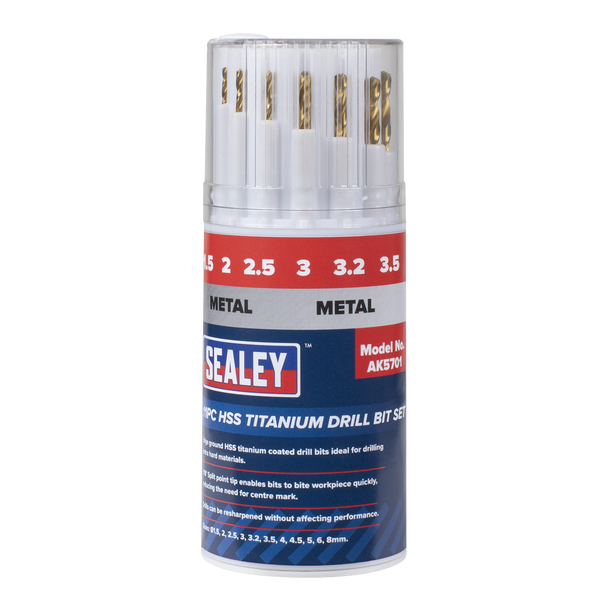 Sealey- HSS Titanium Drill Bit Set 11pc (AK5701)